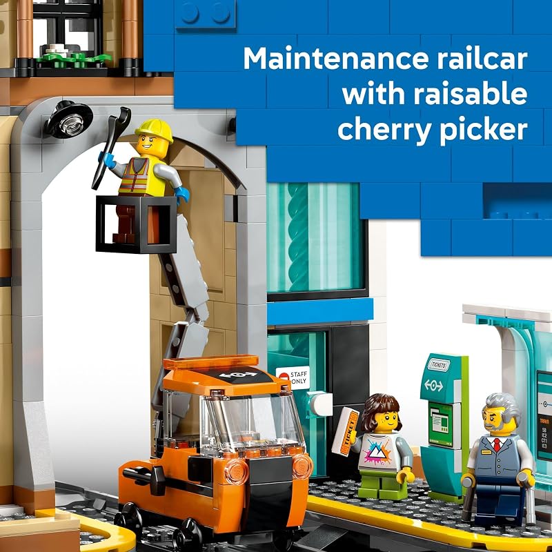 LEGO City Central Train Station Building Toy Multi Level Pretend Play Set for Boys Girls Ages 7 Building Blocks for Kids Gift Idea for Birthdays 60469