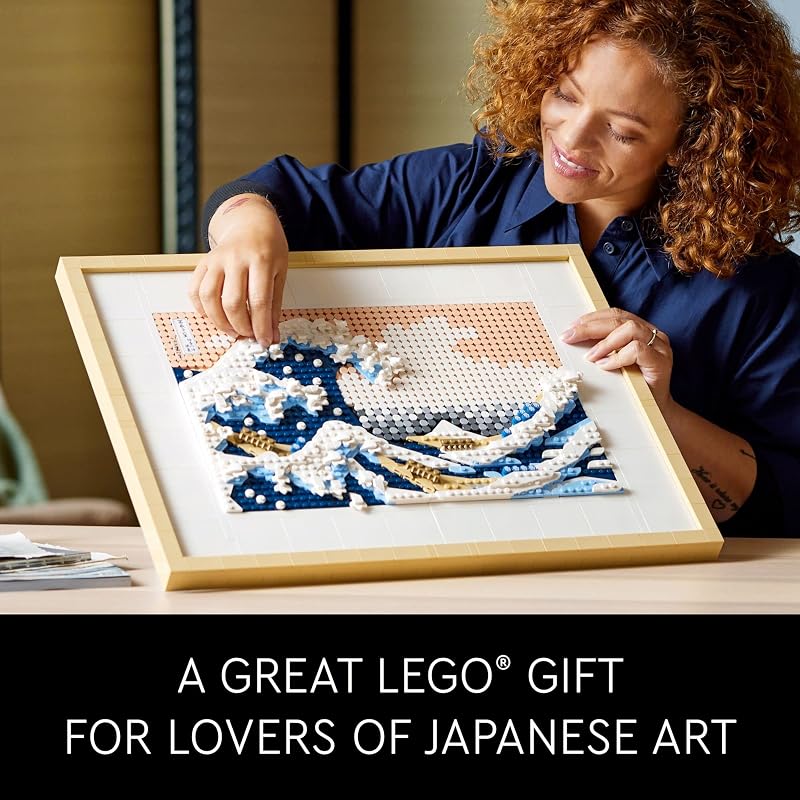 LEGO Art Hokusai The Great Wave Framed Japanese Wall Art Building Set Unique Wall Decor for Home Room or Office Fun Activity for Adults Ages 18 Gift for Men and Women 31208