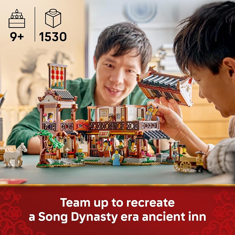 LEGO Chinese Festivals Ancient Moon Gazing Inn Building Toy for Boys Girls Ages 9 Spring Festival Decorations Craft Kit 80121