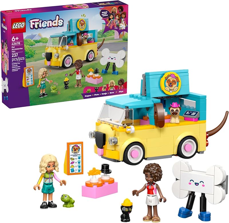LEGO Friends Pet Accessories Van Building Toy for Girls Boys Pretend Play Set for Kids Ages 6 W Nova Aliya Minidolls 3 Pet Figures Accessories Gift Idea for Birthdays 42678