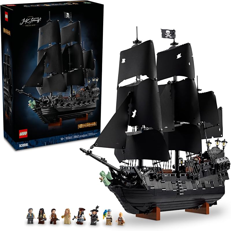 LEGO Icons Captain Jack Sparrows Pirate Ship Building Set for Adults Ages 18 Room Decor for Office Bedroom or Shelf Collectible Black Pearl Ship for Pirates of The Caribbean Fans 10365