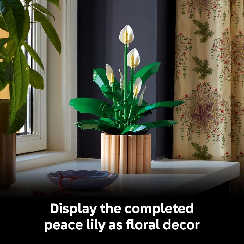 LEGO Botanicals Peace Lily Flower Building Set for Adults Gifts for Birthdays DIY Bedroom Book Shelf Office Decor for Women Men Ages 18 Artificial Flowers Crafting Kit 11504