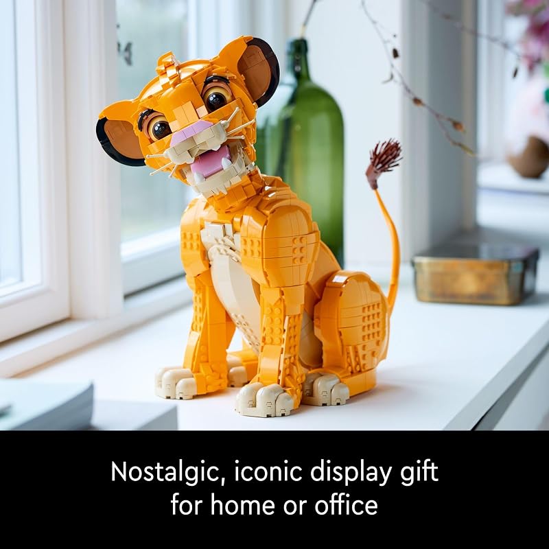 LEGO Disney Young Simba the Lion King Building Sets for Adults Buildable Figurine for Display Ages 18 DIY Kits Crafts for Fans of Movie Collectible Disney Birthday Gift 43247