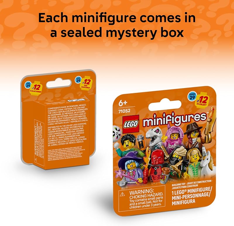 LEGO Minifigures Series 29 6 Pack Mystery Box Multipack Birthday Party Favors for Boys Girls Ages 6 Goodie Bag Stuffers for Kids 66814