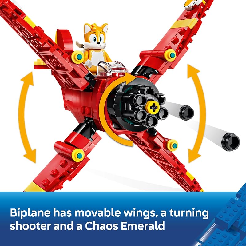 LEGO Sonic the Hedgehog Tails Tornado 1 77119 Building Toy for Boys Girls Ages 8 Airplane Toy for Pretend Play W Tails Minifigure 310 pieces Gift for Birthdays
