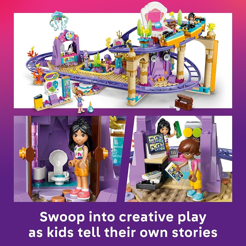 LEGO Friends Mermaid Roller Coaster Ride 42703 Building Toy for Girls Boys Ages 8 Functional Toy Roller Coaster Playset W 8 Minidolls 864 pieces Gift for Birthdays
