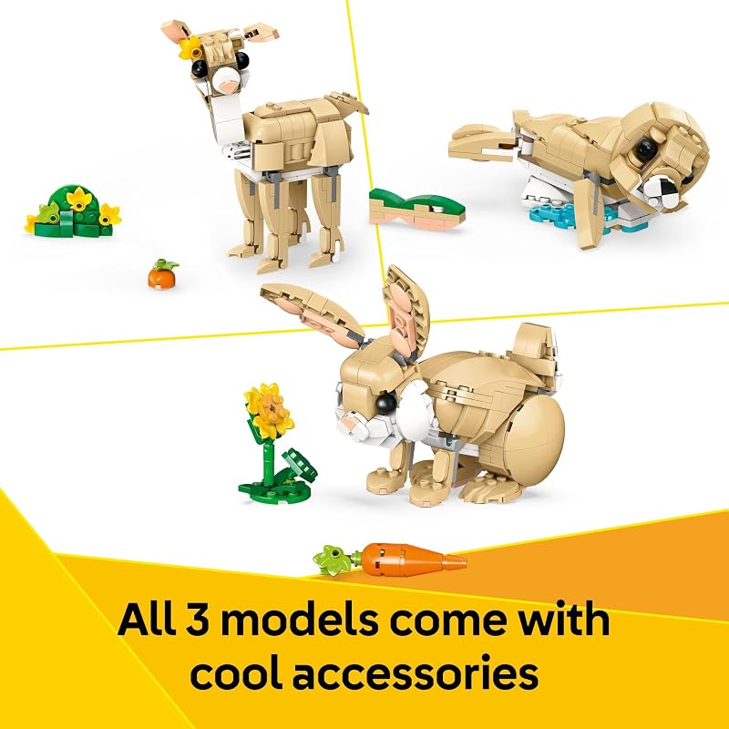 LEGO Creator 3 in 1 Cute Bunny 31162 Building Toy Girls Boys Ages 8 Choose Your Build W 3 Options 326 pcs Display in Bedroom or Bookshelf Gift Idea
