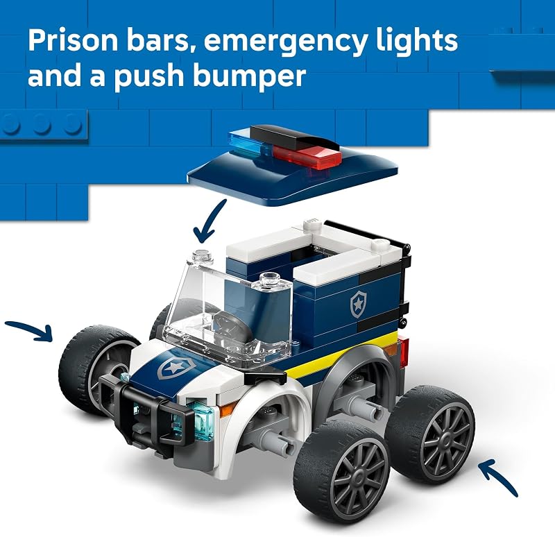LEGO City Rides Police Truck Building Toy for Kids Pretend Play Set for Boys Girls Ages 5 with Police Officer Junior Minifigure Gift Idea for Birthdays 60481