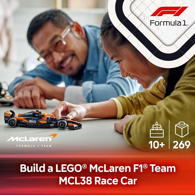 LEGO Speed Champions McLaren F1 Team MCL38 Race Car Toy Building Set for Kids Boys Girls Ages 10 Toy Car for F1 Fans Gift Idea for Birthday 77251