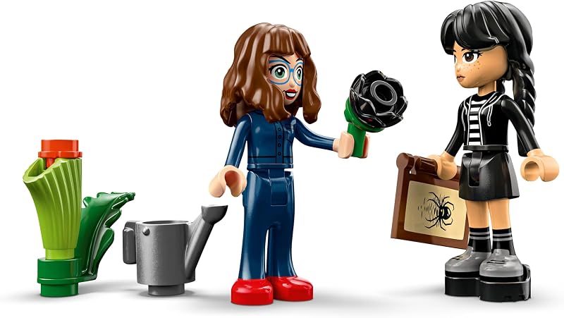 LEGO Wednesday Black Dahlia Flower Building Toy Pretend Play Set for Girls Boys Ages 9 with Wednesday Addams Professor Minidolls Building Blocks for Kids Gift Idea for Birthdays 76784