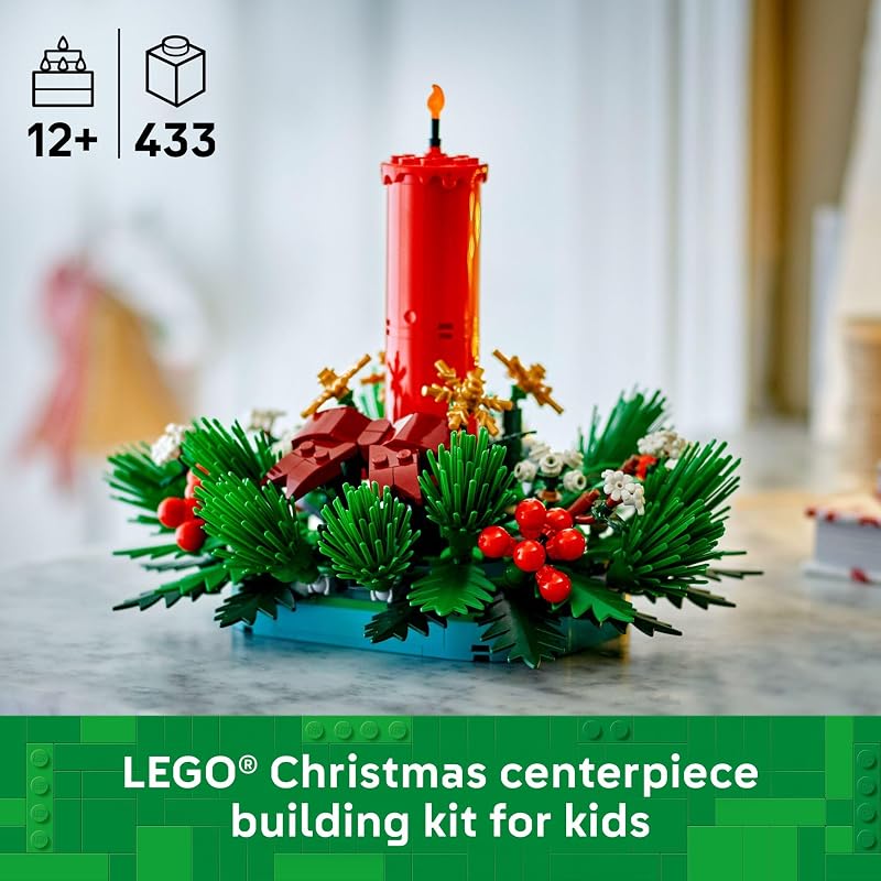 LEGO Christmas Table Decoration Building Toy for Kids Brick Built Holiday Centerpiece Festive Room Decor Christmas Craft for Girls Boys Ages 12 Gift Idea for Families 40743