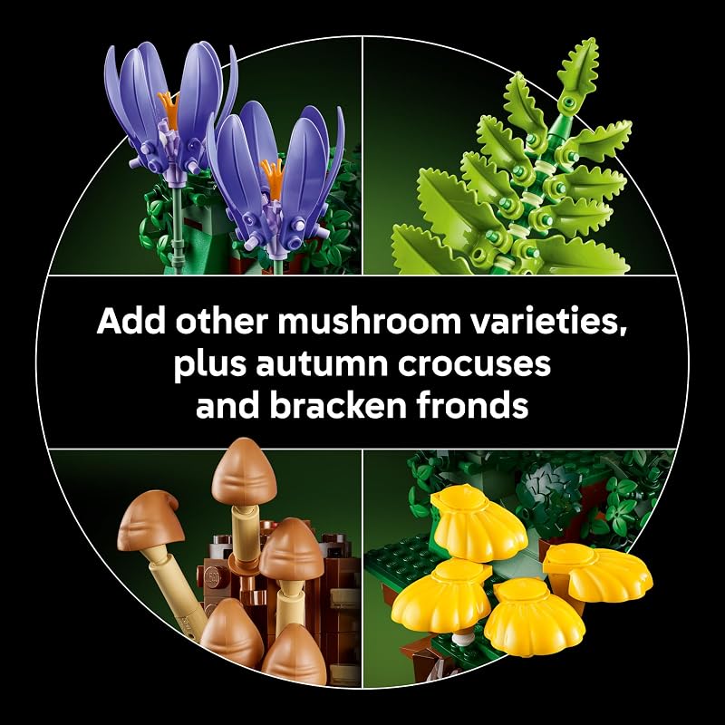 LEGO Botanicals Woodland Mushrooms Building Set for Adults Ages 18 Mushroom Decor for Home Office or Desk Gifts for Women Men Craft Activity 11505