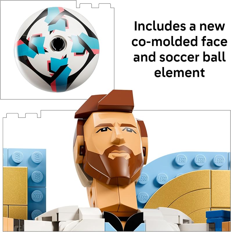 LEGO Editions Lionel Messi Soccer Legend Building Set for Boys Girls Ages 12 Collectible Soccer Gift with Plaque Kids Bedroom or Shelf Decor 43015