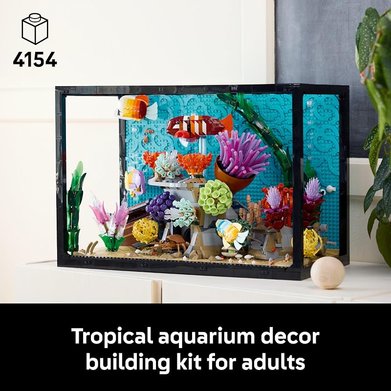 LEGO Icons Tropical Aquarium Building Set for Adults Ages 18 Bedroom Home Office Decor Gifts for Men Women Model Fish Kit with Plants Corals 10366