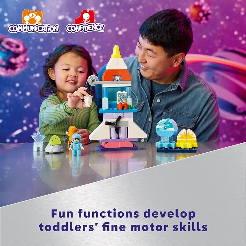 LEGO DUPLO 3 in 1 Space Shuttle Adventure Toddler Building Toys Space Toys for Boys Girls Ages 3 Years Gift for Christmas Learning Pretend Play Activity 10422