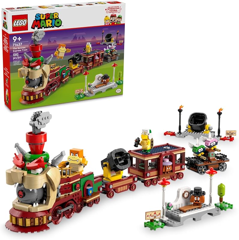 LEGO Super Mario The Bowser Express Train Toy Building Toys for Boys Girls Ages 9 Years Pretend Play W Minifigures Gift Idea for Kids 71437