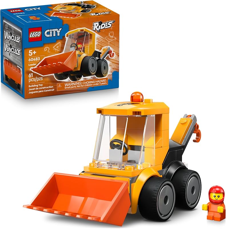 LEGO City Rides Construction Loader Building Toy for Kids Pretend Play Set for Boys Girls Ages 5 Construction Toy W Backhoe Loader Bucket Minifigure Gift Idea for Birthdays 60483