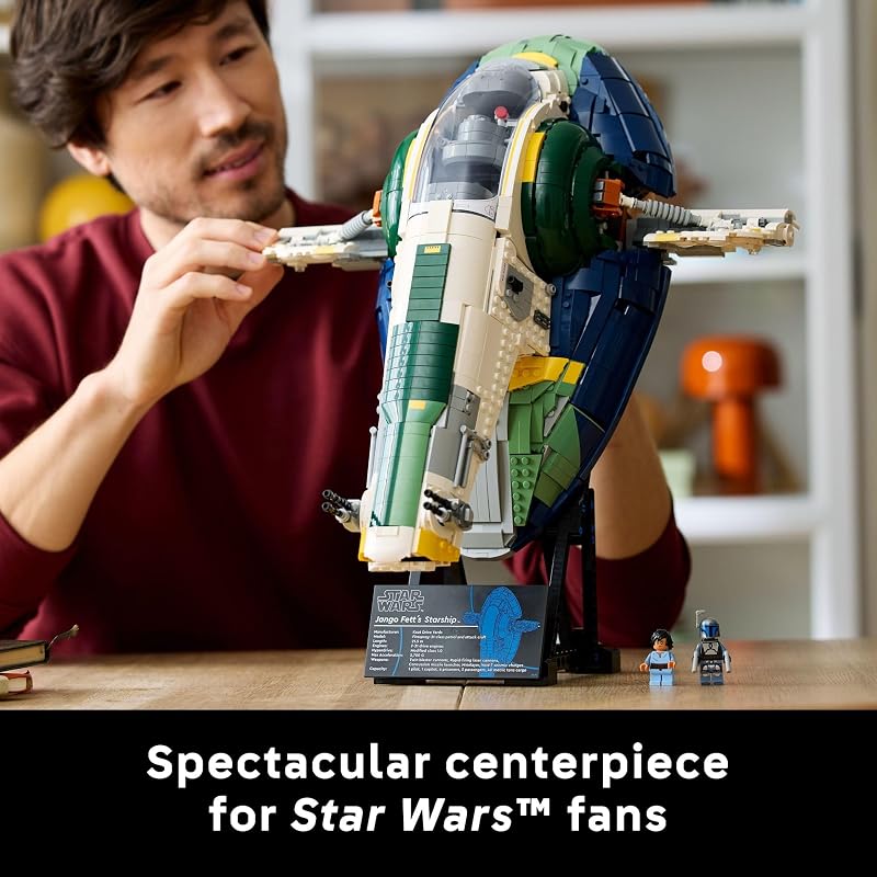 LEGO Star Wars Jango Fetts Firespray Class Starship Building Set for Adults Attack of The Clones Collectible Model Kit and Room Decor DIY Gift Idea for Men Women Any Fans Ages 18 75409