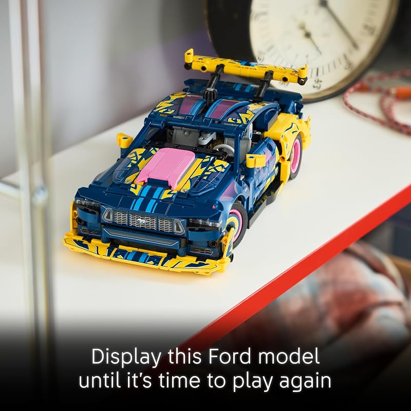 LEGO Technic Custom Garage Ford Mustang GT Car 42236 Customizable Building Toys for Boys Girls Ages 10 Toy Car for Display for Bedroom 973 pieces Gifts for Kids